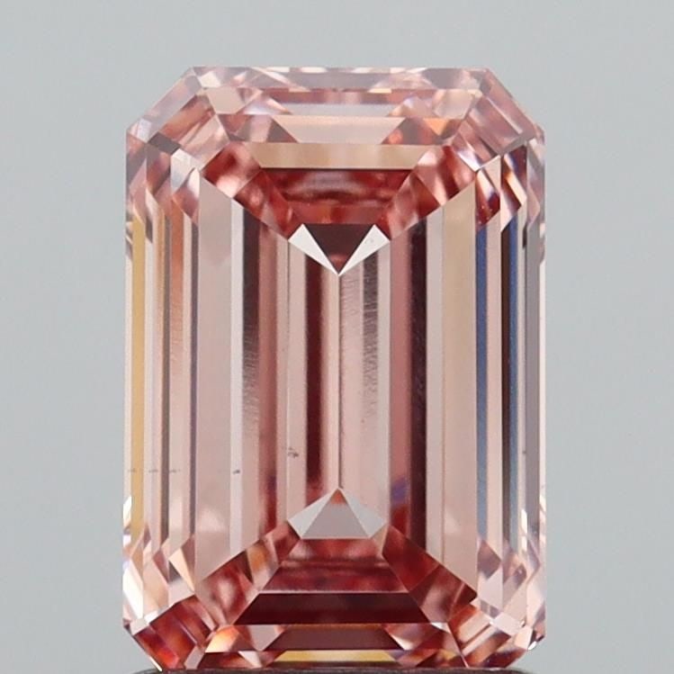 Loose Diamond - EMERALD 1.52ct Fancy Intense Brownish Pink VS1: Loose Diamond - EMERALD 1.52ct Fancy Intense Brownish Pink VS1 Source: This is a real non-mined Diamond that has been grown in a lab Shape: EMERALD Carats: 1.52 Color: Fancy Intense Brownish Pink Cert