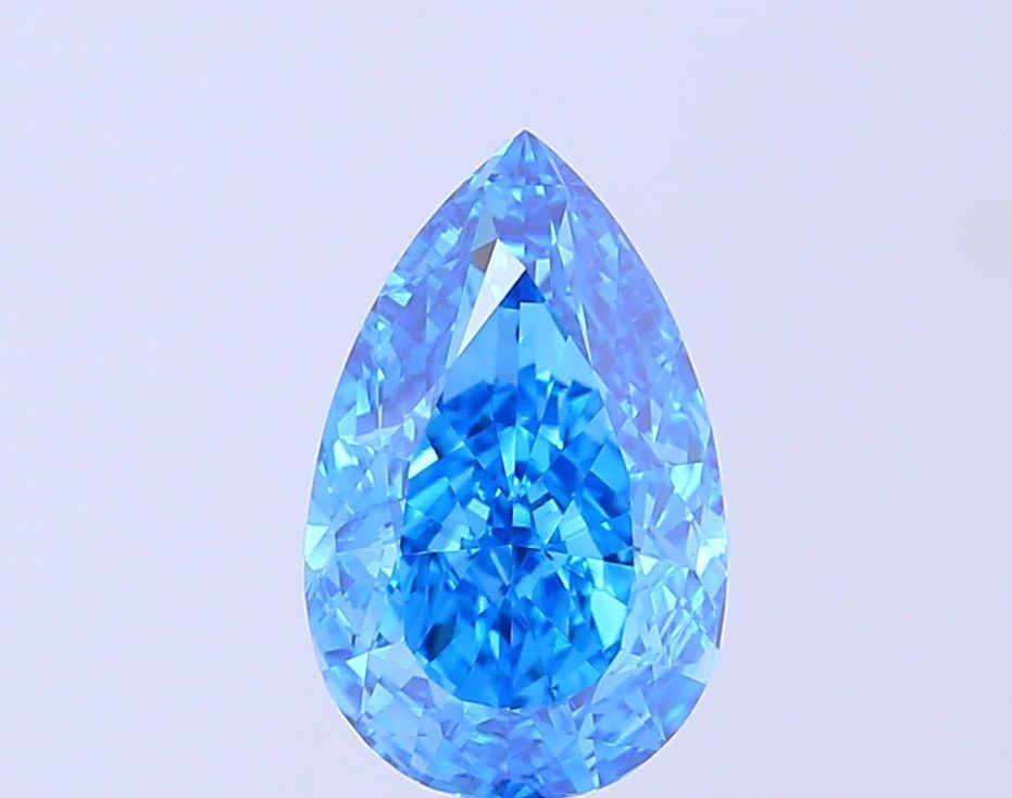 Loose Diamond - PEAR 2.38ct Fancy Vivid Blue VS1: Loose Diamond - PEAR 2.38ct Fancy Vivid Blue VS1 Source: This is a real non-mined Diamond that has been grown in a lab Shape: PEAR Carats: 2.38 Color: Fancy Vivid Blue Certification: IGI Video: