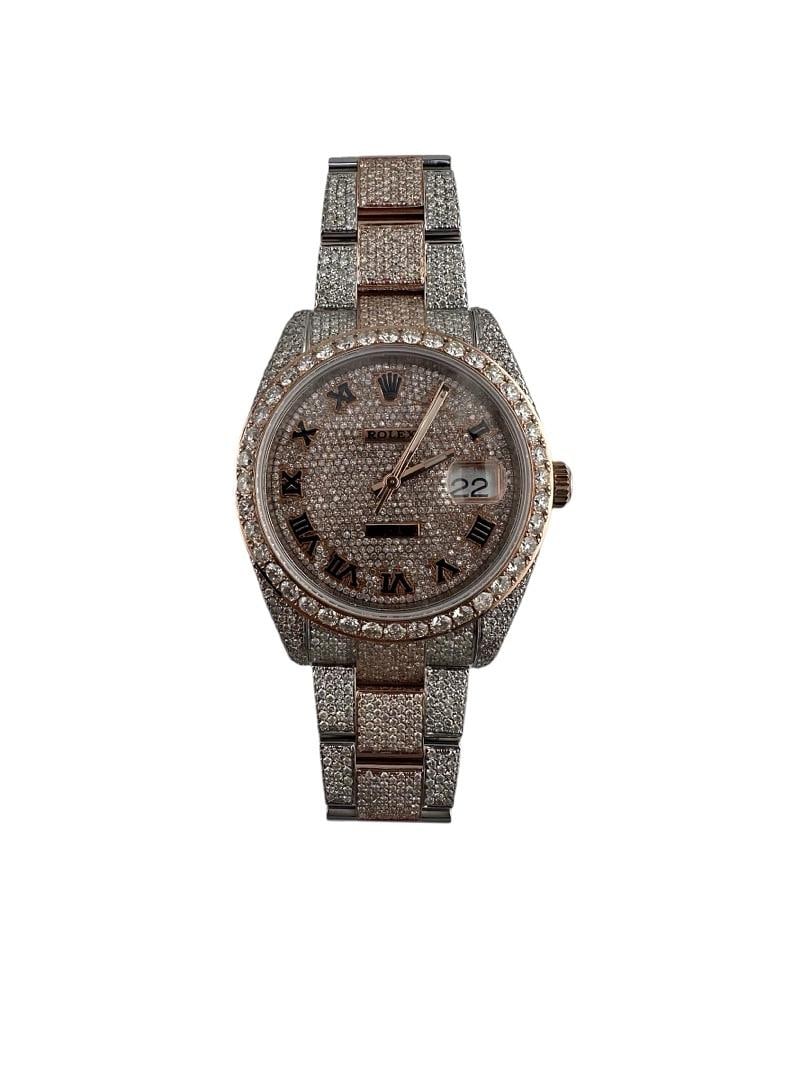 Rolex Datejust 126331 Diamond Roman Dial Oyster Bracelet 2019 Card: Rolex Datejust 126331 Diamond Roman Dial Oyster Bracelet 2019 Card This Rolex Datejust features a diamond Roman numeral dial and a diamond bezel, paired with the signature Oyster bracelet. The watch i
