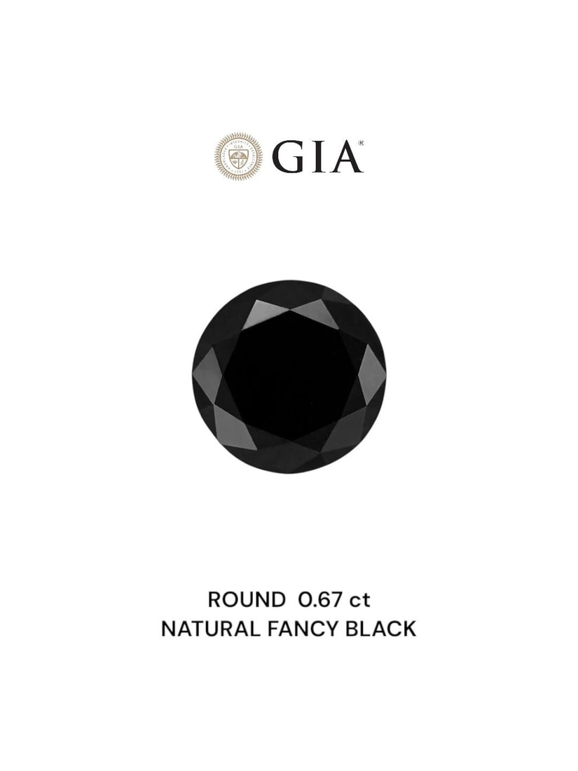 Loose Diamond - ROUND 0.67ct Fancy Black VVS2: Loose Diamond - ROUND 0.67ct Fancy Black VVS2 Source: Natural Shape: ROUND Carats: 0.67 Color: Fancy Black Certification: GIA Video: