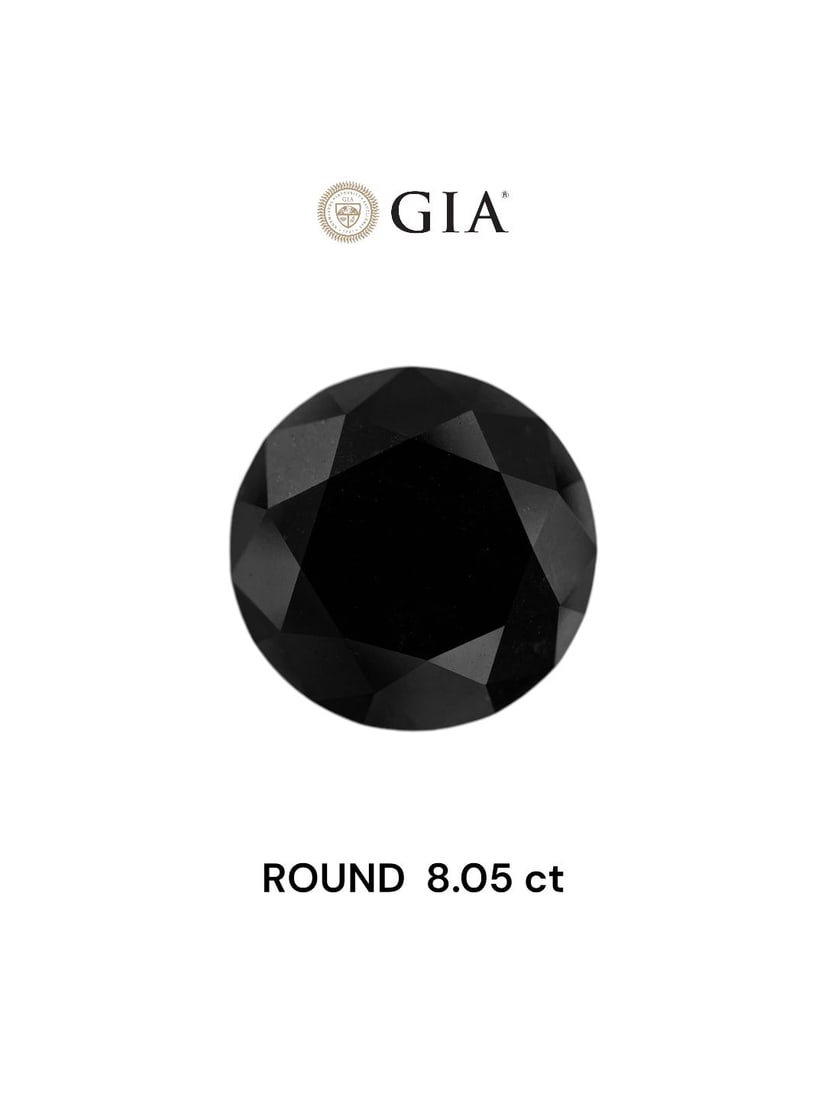 Loose Diamond - ROUND 8.05ct Fancy Black VVS2: Loose Diamond - ROUND 8.05ct Fancy Black VVS2 Source: Natural Shape: ROUND Carats: 8.05 Color: Fancy Black Certification: GIA Video: