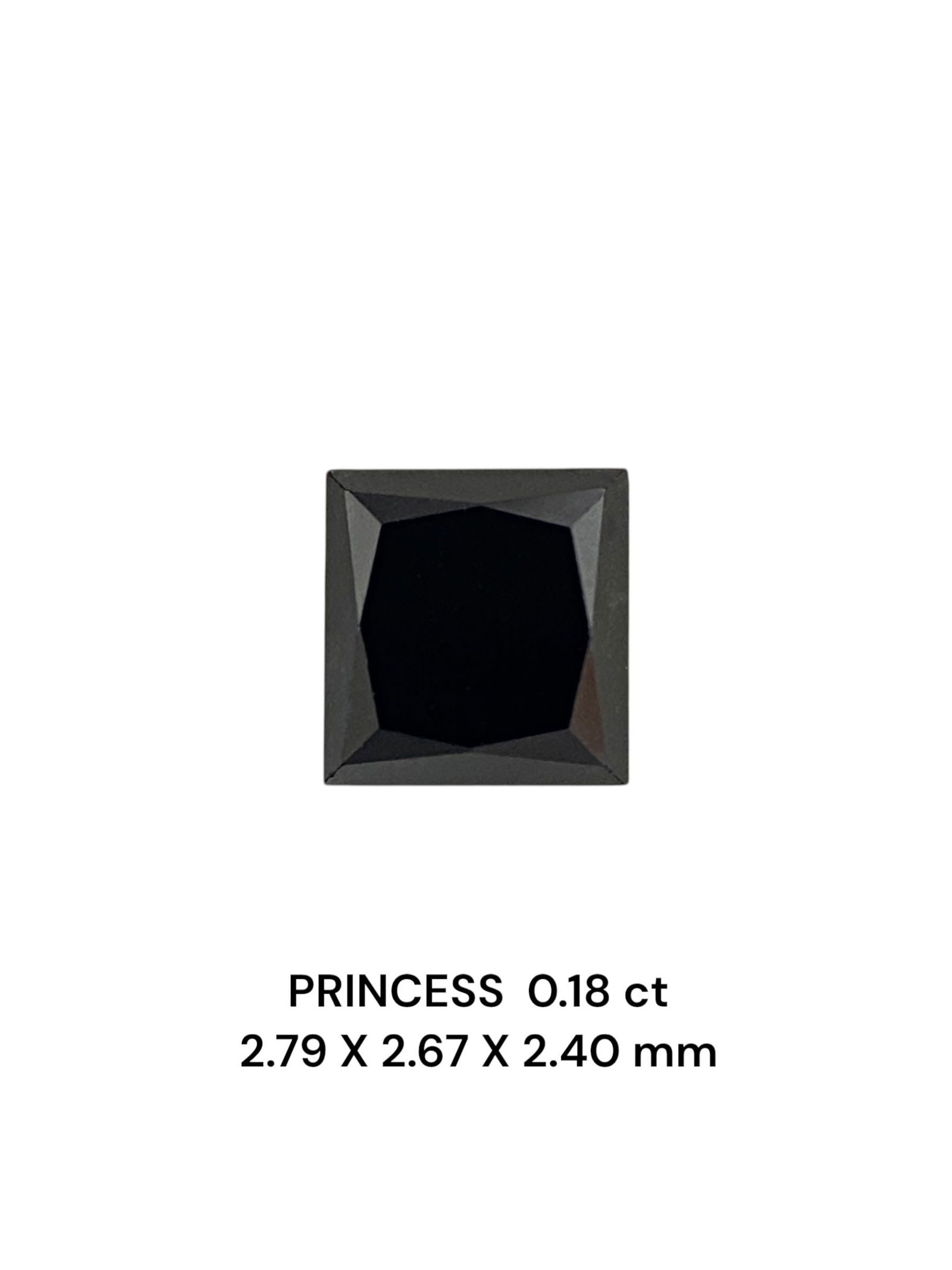 Loose Diamond - PRINCESS 0.18ct Fancy Black VVS2: Loose Diamond - PRINCESS 0.18ct Fancy Black VVS2 Source: Natural Shape: PRINCESS Carats: 0.18 Color: Fancy Black Certification: NONE The Diamond Depot Guarantee: All items in this auction are guarante