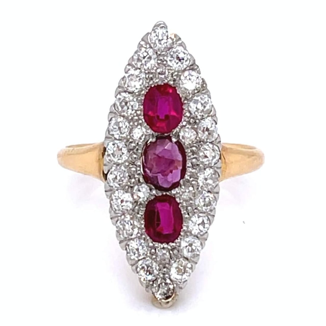 Victorian 18K Gold Platinum Ruby Diamond Ring 1.40 Ct (1 of 4)