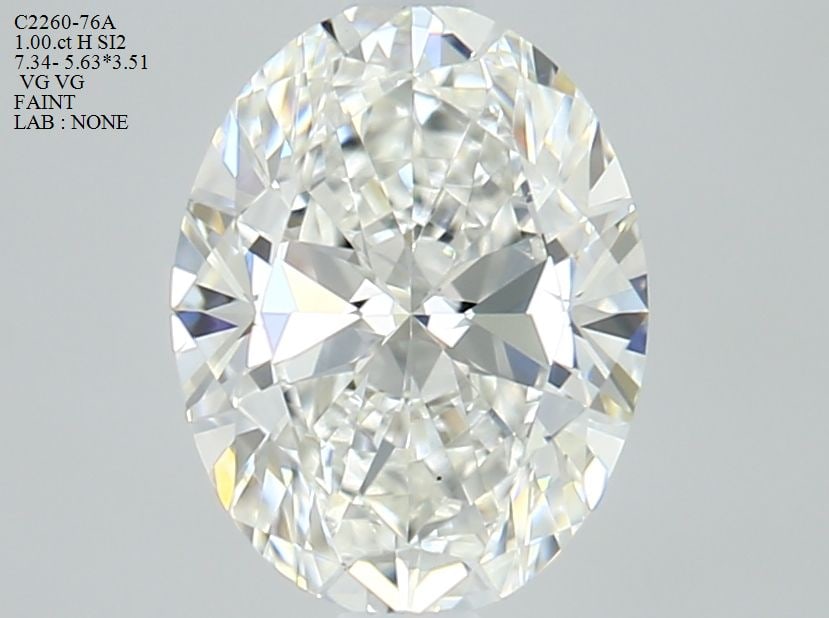 Loose Diamond - OVAL 1.0ct H SI2: Loose Diamond - OVAL 1.0ct H SI2 Source: Natural Shape: OVAL Carats: 1.0 Color: H Clarity: SI2 Certification: NONE Video: Video Link The Diamond Depot Guarantee: All items in this auction are