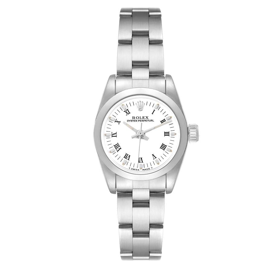 Ladies Oyster Perpetual Watch with White Roman Dial Ref 76080 (1 of 4)