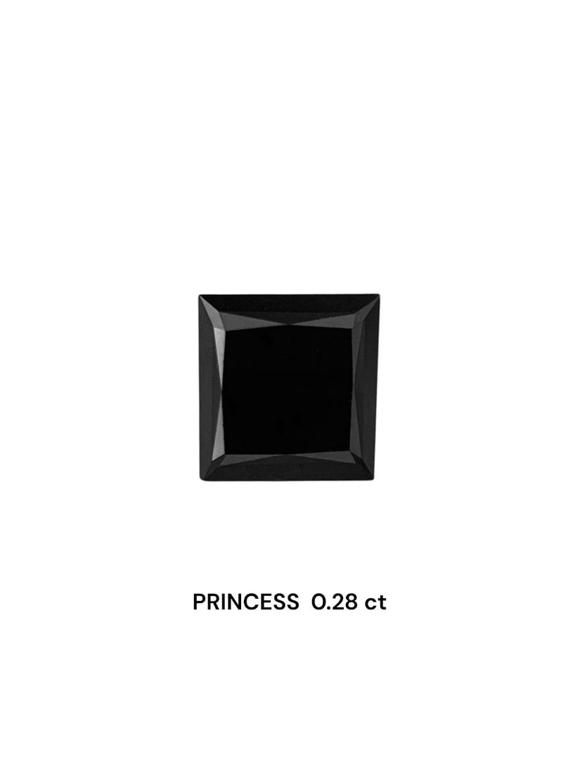 Loose Diamond - PRINCESS 0.28ct Fancy Black VVS2: Loose Diamond - PRINCESS 0.28ct Fancy Black VVS2 Source: Natural Shape: PRINCESS Carats: 0.28 Color: Fancy Black Certification: NONE Video: