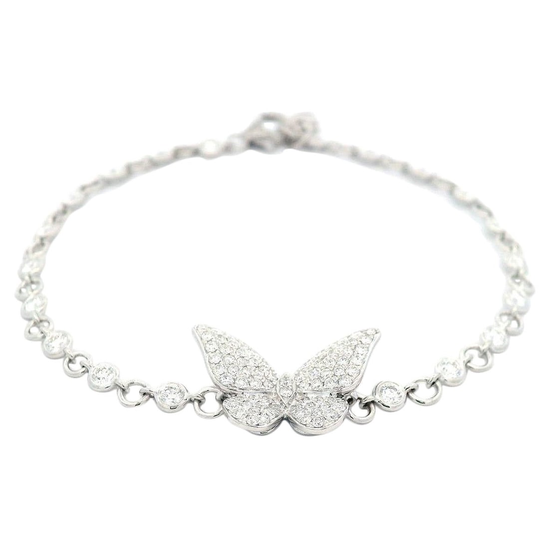 1.34ct Diamond Butterfly Bracelet 18k White Gold GIA Appraisal: 1.34ct Diamond Butterfly Bracelet 18k White Gold GIA Appraisal This exquisite 1.34ct Diamond Butterfly Bracelet is crafted in 18k white gold, showcasing a stunning contemporary design. Featuring 139