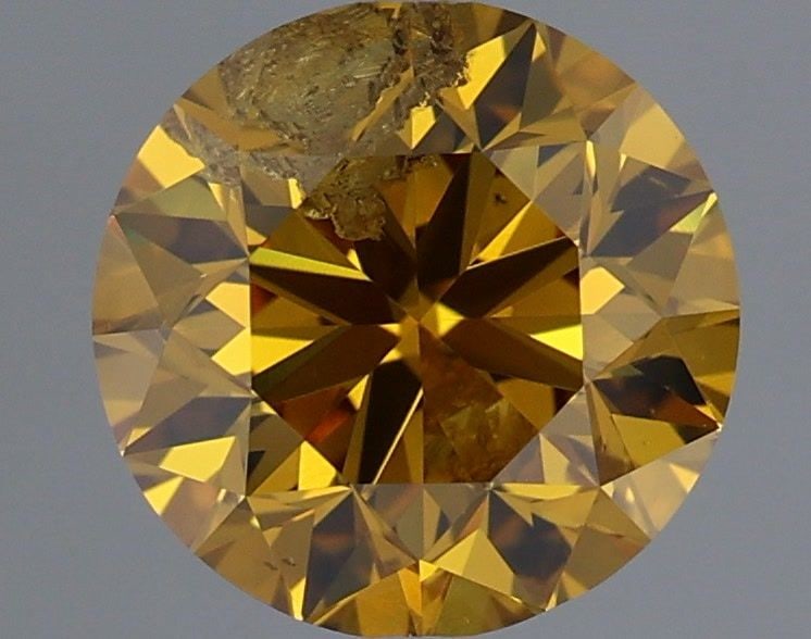 Loose Diamond - ROUND 1.02ct Fancy Deep Brownish Orangey Yellow I3: Loose Diamond - ROUND 1.02ct Fancy Deep Brownish Orangey Yellow I3 Source: Natural Shape: ROUND Carats: 1.02 Color: Fancy Deep Brownish Orangey Yellow Certification: GIA Video: