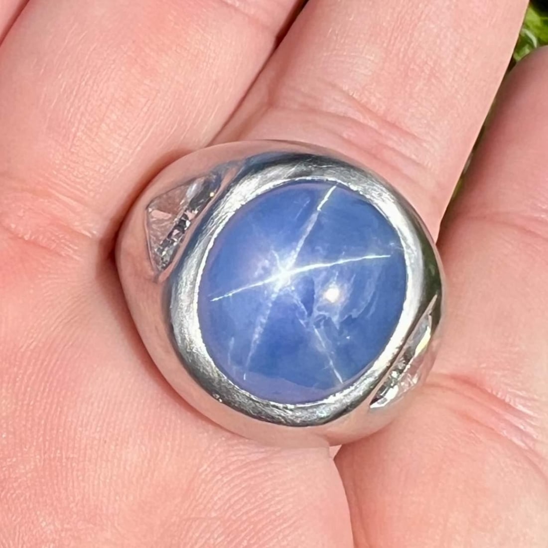 GIA Certified Art Deco Platinum 22.00 Ct Ceylon Star Sapphire Ring: GIA Certified Art Deco Platinum 22.00 Ct Ceylon Star Sapphire Ring This stunning Art Deco ring features a GIA Certified Ceylon Star Sapphire, weighing approximately 22.00 ct, beautifully set in luxuri