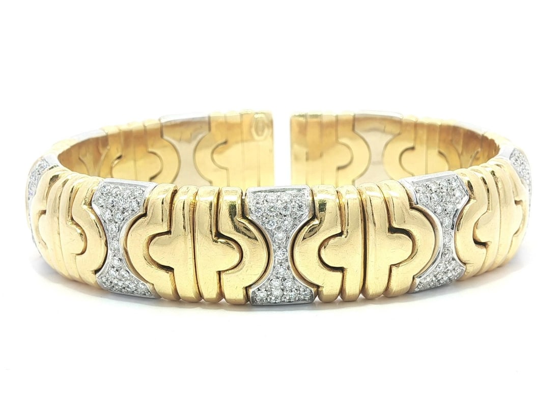 Elegant 18k Gold 1ct Diamond 5-Section Cuff Bracelet (1 of 13)
