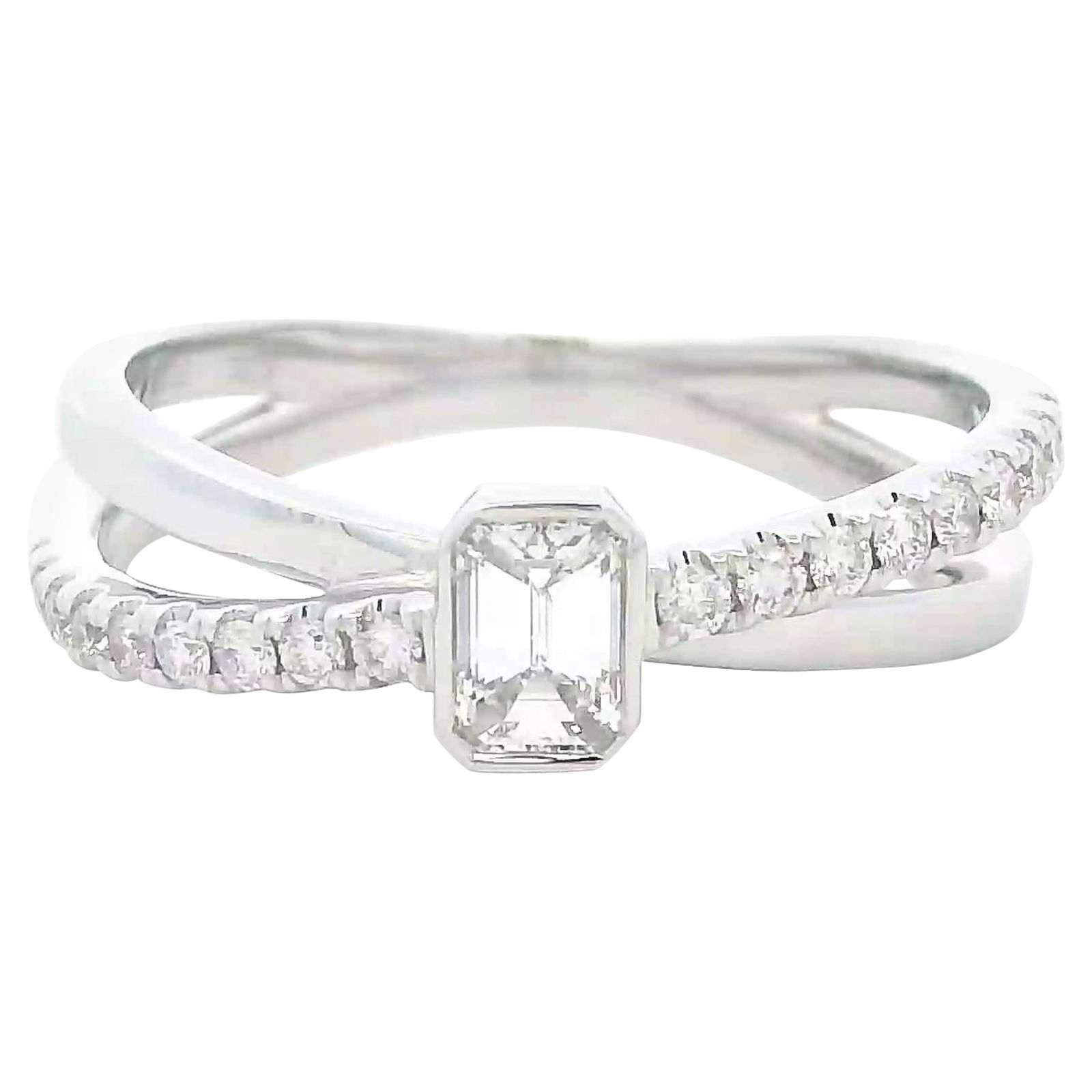 0.51ct Emerald Cut Diamond Ring in 18k White Gold (1 of 4)