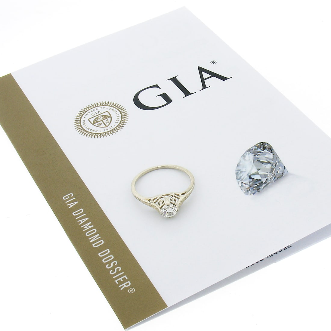 Antique 14k White Gold GIA 0.54ct Diamond Engagement Ring (1 of 10)