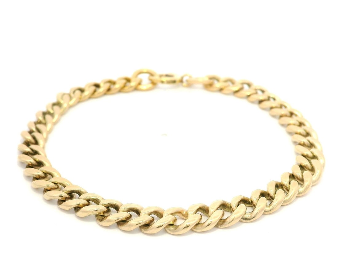 Antique 14k Yellow Gold 7 Inch Cuban Link Bracelet with Spring Clasp (1 of 9)