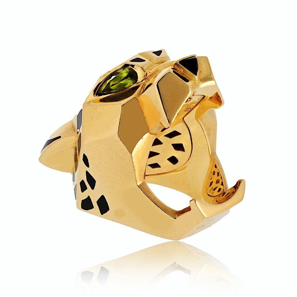 Cartier Panthere 18K Yellow Gold Panther Head Ring Signed Estate Piece: Cartier Panthere 18K Yellow Gold Panther Head Ring Signed Estate Piece Introducing the Cartier Panthere 18K Yellow Gold Solid Panthere Head Ring, a stunning estate piece that embodies elegance and sop