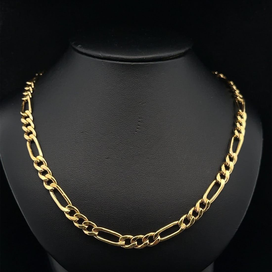 Italian 10k Yellow Gold 21.5" Figaro Link Necklace Lobster Claw (1 of 4)