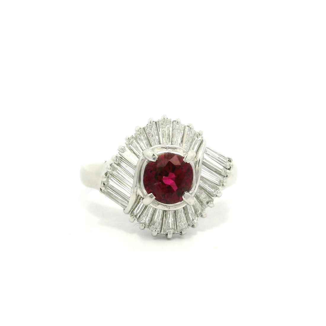 Platinum GIA Certified 1.81ct Vivid Red Ruby & Diamond Wrap Ring: Platinum GIA Certified 1.81ct Vivid Red Ruby & Diamond Wrap Ring This exquisite cocktail ring features a stunning natural ruby at its center, boasting a vivid brilliant red color. The ruby is a near-r