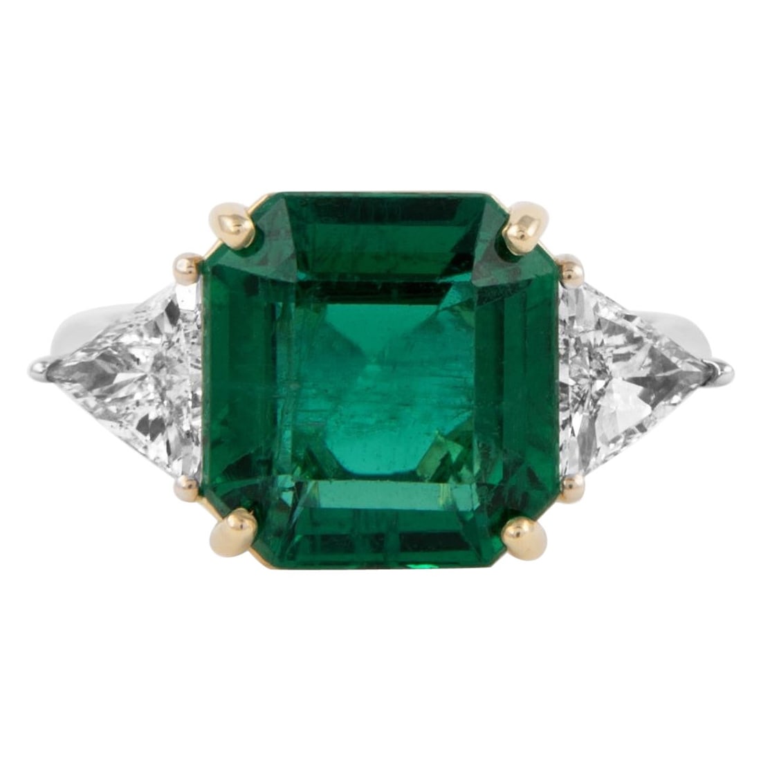 5.60ct Emerald Diamond 3-Stone Ring 18k White Yellow Gold GIA Certified (1 of 6)