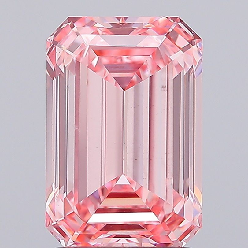 Loose Diamond - EMERALD 3.02ct Fancy Vivid Pink VS1: Loose Diamond - EMERALD 3.02ct Fancy Vivid Pink VS1 Source: This is a real non-mined Diamond that has been grown in a lab Shape: EMERALD Carats: 3.02 Color: Fancy Vivid Pink Certification: IGI