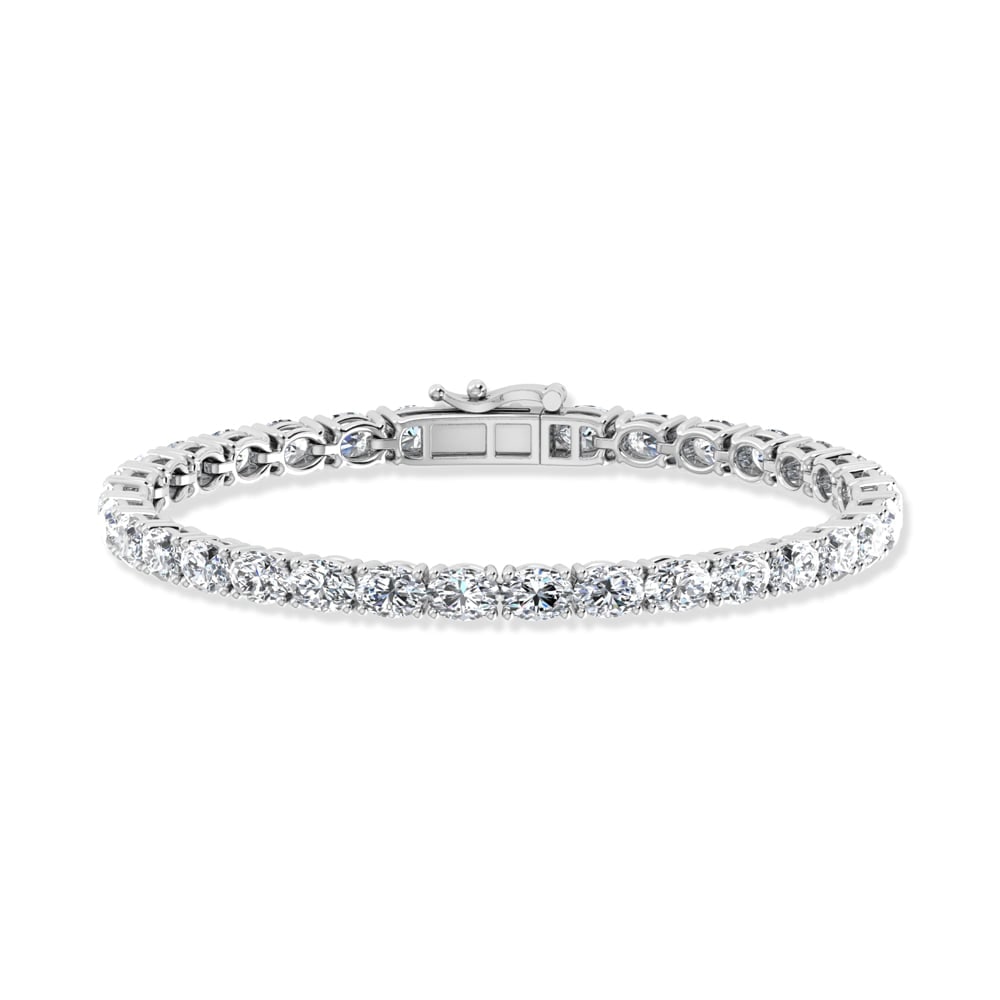 14K White Gold 8 Ct.Tw. Oval Horizontal Shape Lab Grown Diamond Tennis Bracelet: 14K White Gold 8 Ct.Tw. Oval Horizontal Shape Lab Grown Diamond Tennis Bracelet Crafted in 14K White Gold, this tennis bracelet showcases oval horizontal-shaped lab grown diamonds totaling 8 Ct.Tw., d
