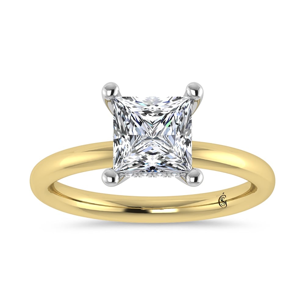 14K Yellow Gold Lab Grown Princess Shape Lab Grown Diamond 1 1/2 ct.tw. IGI Certified Solitaire: 14K Yellow Gold Lab Grown Princess Shape Lab Grown Diamond 1 1/2 ct.tw. IGI Certified Solitaire Engagement Ring (Center 1 1/2 ct) Discover subtle brilliance and modern elegance with our Hidden Halo Di