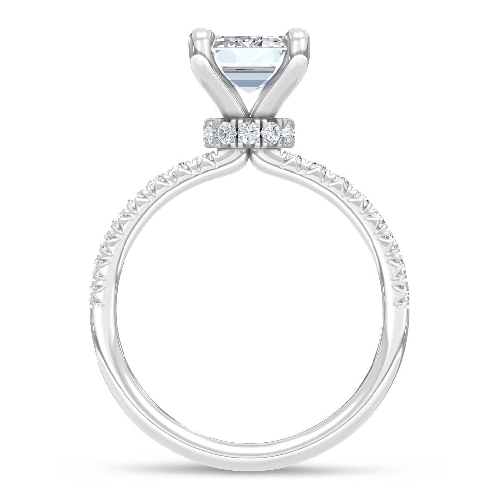 14K White Gold Lab Grown Diamond 2 1/3 Ct.Tw. Engagement Ring (Center Emerald 2 Ctw) - 4