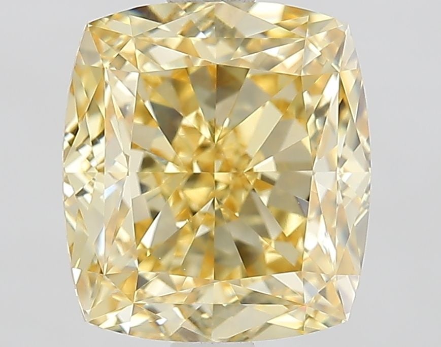 Loose Diamond - CUSHION MODIFIED 3.01ct Fancy Intense Yellow VVS2: Loose Diamond - CUSHION MODIFIED 3.01ct Fancy Intense Yellow VVS2 Source: This is a real non-mined Diamond that has been grown in a lab Shape: CUSHION MODIFIED Carats: 3.01 Color: Fancy Intense Yellow