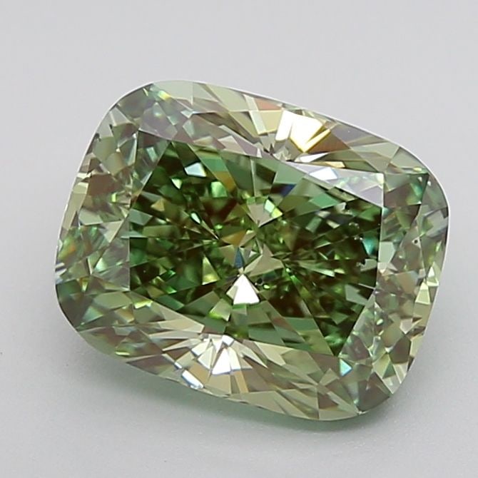 Loose Diamond - CUSHION BRILLIANT 2.72ct Fancy Vivid Green SI1: Loose Diamond - CUSHION BRILLIANT 2.72ct Fancy Vivid Green SI1 Source: This is a real non-mined Diamond that has been grown in a lab Shape: CUSHION BRILLIANT Carats: 2.72 Color: Fancy Vivid Green Cert