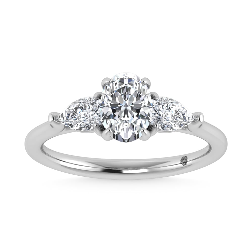 14K White Gold Lab Grown Diamond 1 1/4 Ct.Tw. Three Stone Ring (Center 3/4 ct) (1 of 4)