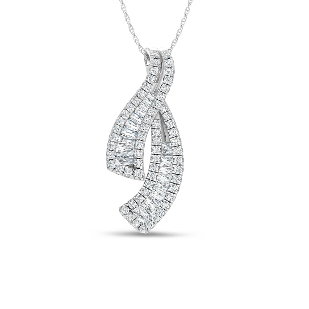 14K White Gold Lab Grown Diamond 2 Ct.Tw. Fashion Pendant: 14K White Gold Lab Grown Diamond 2 Ct.Tw. Fashion Pendant Polished 14K white gold enhances lab-grown diamonds totaling 2 carat total weight, creating a sophisticated and timeless fashion pendant. 14k