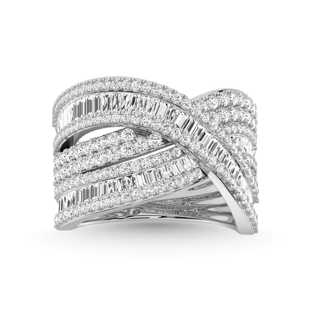 10K White Gold Lab Grown Diamond 1 1/2 Ct.Tw Fashion Ring: 10K White Gold Lab Grown Diamond 1 1/2 Ct.Tw Fashion Ring Crafted in sleek 10K White Gold, this fashion ring features lab grown diamonds totaling 1 1/2 Ct.Tw., offering modern elegance and luminous sh