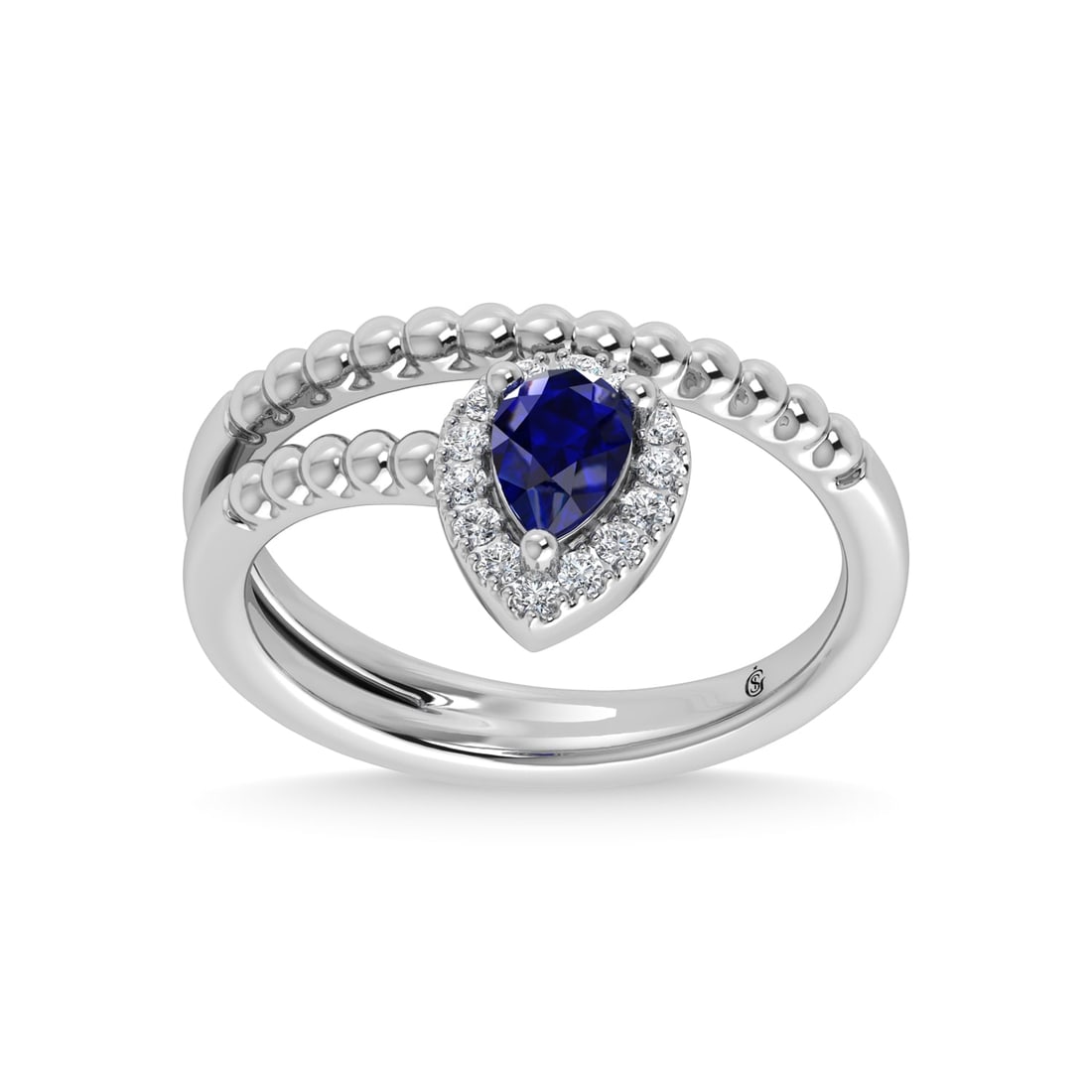 14K White Gold 5/8 Ct.Tw. Diamond and Blue Sapphire Fashion Ring (1 of 4)