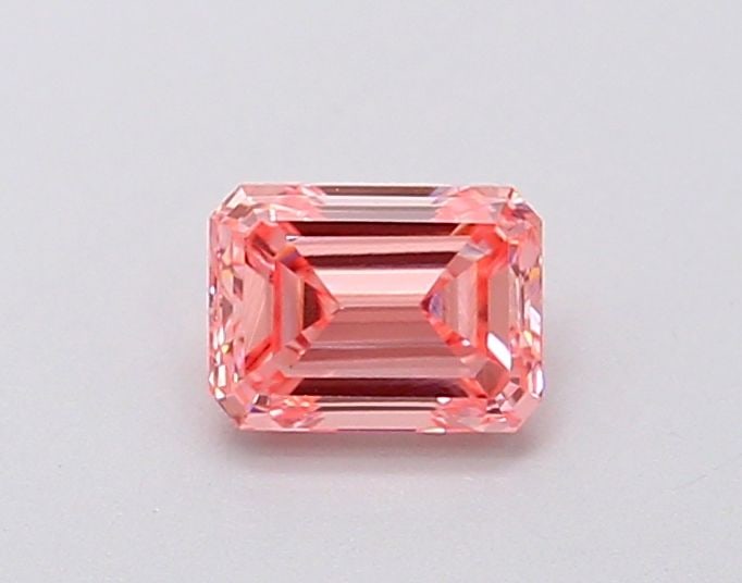 Loose Diamond - EMERALD 0.42ct Fancy Vivid Pink VS1: Loose Diamond - EMERALD 0.42ct Fancy Vivid Pink VS1 Source: This is a real non-mined Diamond that has been grown in a lab Shape: EMERALD Carats: 0.42 Color: Fancy Vivid Pink Certification: IGI