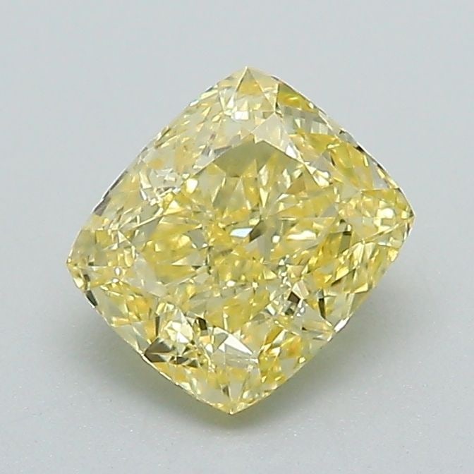 Loose Diamond - CUSHION MODIFIED 1.03ct Fancy Intense Yellow VS1: Loose Diamond - CUSHION MODIFIED 1.03ct Fancy Intense Yellow VS1 Source: This is a real non-mined Diamond that has been grown in a lab Shape: CUSHION MODIFIED Carats: 1.03 Color: Fancy Intense Yellow