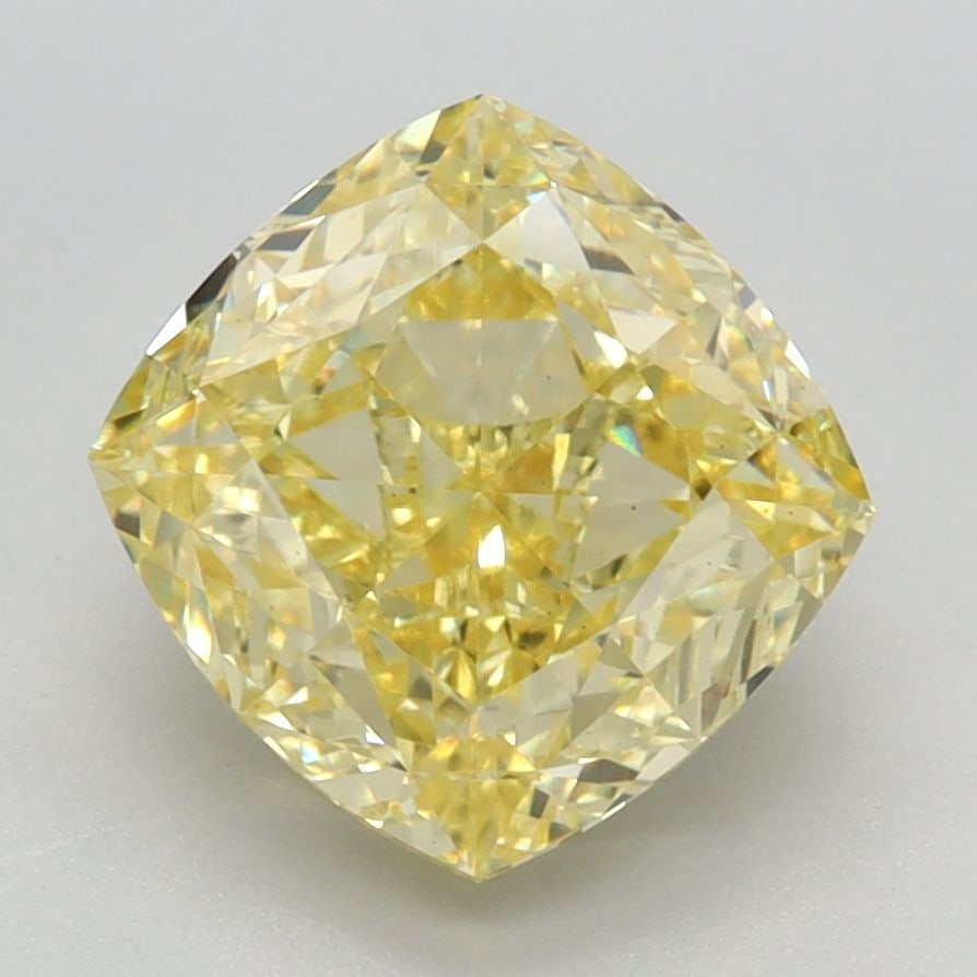 Loose Diamond - CUSHION MODIFIED 3.02ct Fancy Vivid Yellow VS1: Loose Diamond - CUSHION MODIFIED 3.02ct Fancy Vivid Yellow VS1 Source: This is a real non-mined Diamond that has been grown in a lab Shape: CUSHION MODIFIED Carats: 3.02 Color: Fancy Vivid Yellow Cert