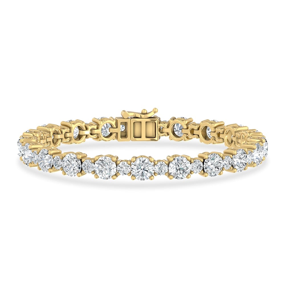 14K Yellow Gold Lab Grown Diamond 12 1/4 Ct.Tw. Fancy Bracelet: 14K Yellow Gold Lab Grown Diamond 12 1/4 Ct.Tw. Fancy Bracelet Designed in polished 14K Yellow Gold, this fashion bracelet features lab grown diamonds totaling 12 1/4 Ct.Tw., offering refined elegance