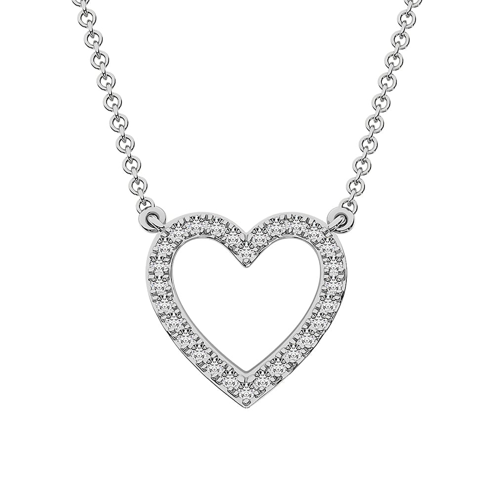10K White Gold 1/4 Ct.Tw. Diamond Heart Necklace: 10K White Gold 1/4 Ct.Tw. Diamond Heart Necklace 10k White Gold Stone Color: G-h Stone Clarity: I1 This item may take 2-5 weeks for shipping. The Diamond Depot Guarantee: All items in this auction are