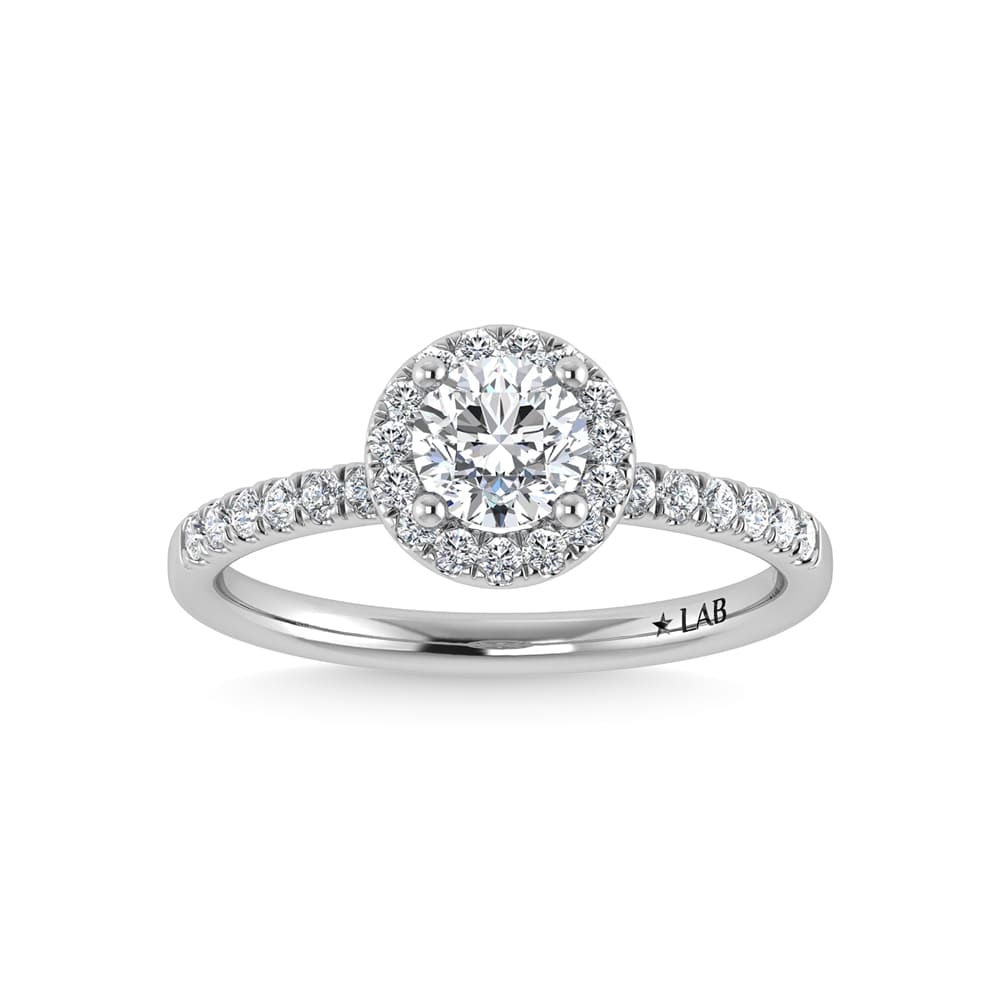 14K White Gold Lab Grown Diamond 1 3/4 Ct.Tw. IGI Certified Round Shape Halo Engagement Ring (IGI: 14K White Gold Lab Grown Diamond 1 3/4 Ct.Tw. IGI Certified Round Shape Halo Engagement Ring (IGI Certified Center 1 1/2ct) Celebrate your forever moment with the timeless brilliance of our Halo Diamo