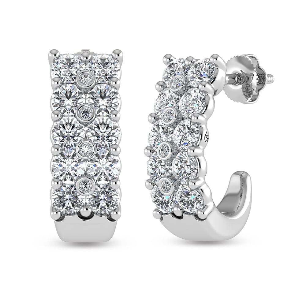 14K White Gold Diamond 2 Ct.Tw. Hoop Earrings (1 of 3)