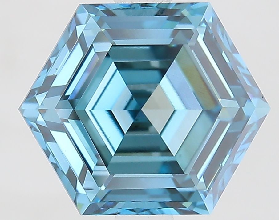 Loose Diamond - HEXAGONAL 2.6ct Fancy Vivid Blue VS1: Loose Diamond - HEXAGONAL 2.6ct Fancy Vivid Blue VS1 Source: This is a real non-mined Diamond that has been grown in a lab Shape: HEXAGONAL Carats: 2.6 Color: Fancy Vivid Blue Certification: IGI Video