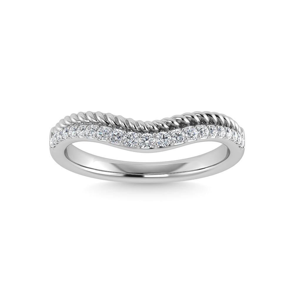 14K White Gold Diamond 1/5 Ct.Tw. Chevron Band: 14K White Gold Diamond 1/5 Ct.Tw. Chevron Band 14k White Gold Stone Color: G-h Stone Clarity: I1 This item may take 2-5 weeks for shipping. The Diamond Depot Guarantee: All items in this auction