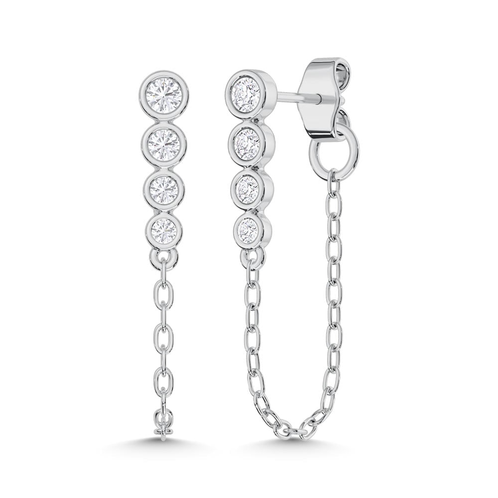 10K White Gold Lab Grown Diamond 3/8 Ct.Tw. Fashion Earrings: 10K White Gold Lab Grown Diamond 3/8 Ct.Tw. Fashion Earrings Crafted in luminous white gold, these earrings showcase 3/8 Ct.Tw. of lab-grown diamonds for a sleek, elegant finish. 10k White Gold Stone