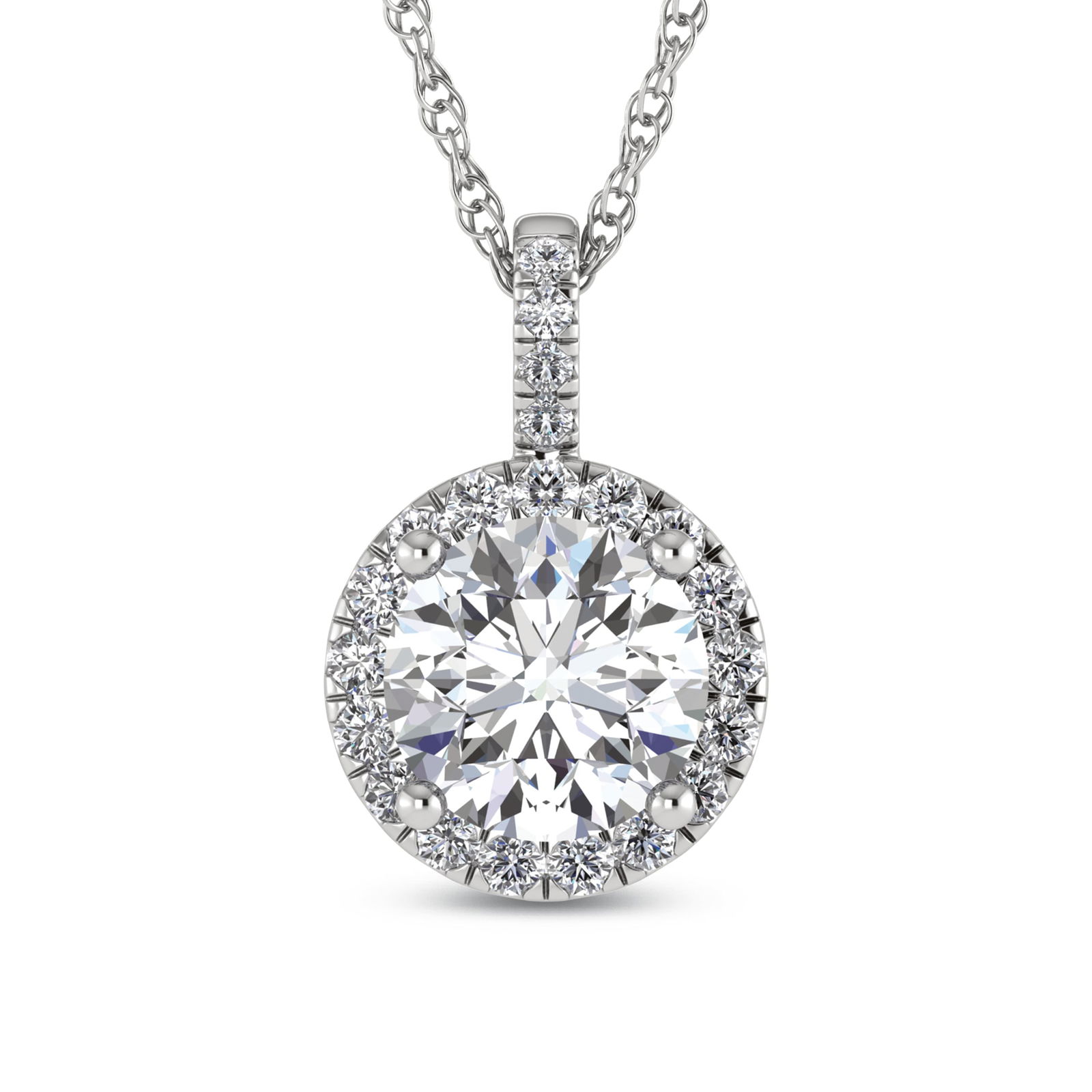 14K White Gold Lab Grown Diamond 2 1/2 Ct.Tw. Fashion Pendant (Round Center 2 ct) (1 of 3)