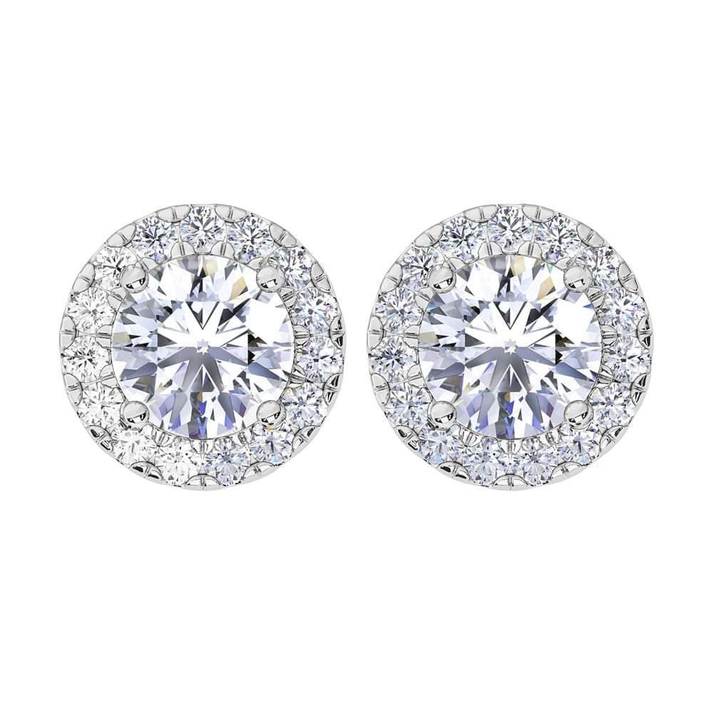 10K White Gold Lab Grown Diamond 1 1/2 Ct.Tw. Fashion Earrings: 10K White Gold Lab Grown Diamond 1 1/2 Ct.Tw. Fashion Earrings Polished white gold frames 1 1/2 Ct.Tw. of lab-grown diamonds, creating a refined and luminous fashion design. 10k White Gold Stone Color
