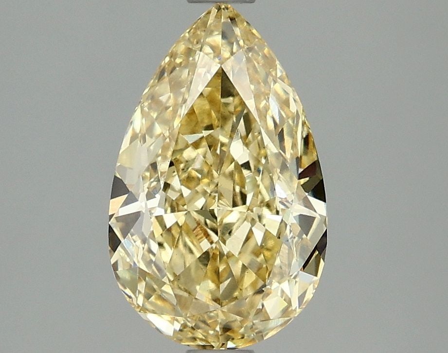 Loose Diamond - PEAR 2.1ct Fancy Intense Yellow VS1: Loose Diamond - PEAR 2.1ct Fancy Intense Yellow VS1 Source: This is a real non-mined Diamond that has been grown in a lab Shape: PEAR Carats: 2.1 Color: Fancy Intense Yellow Certification: IGI