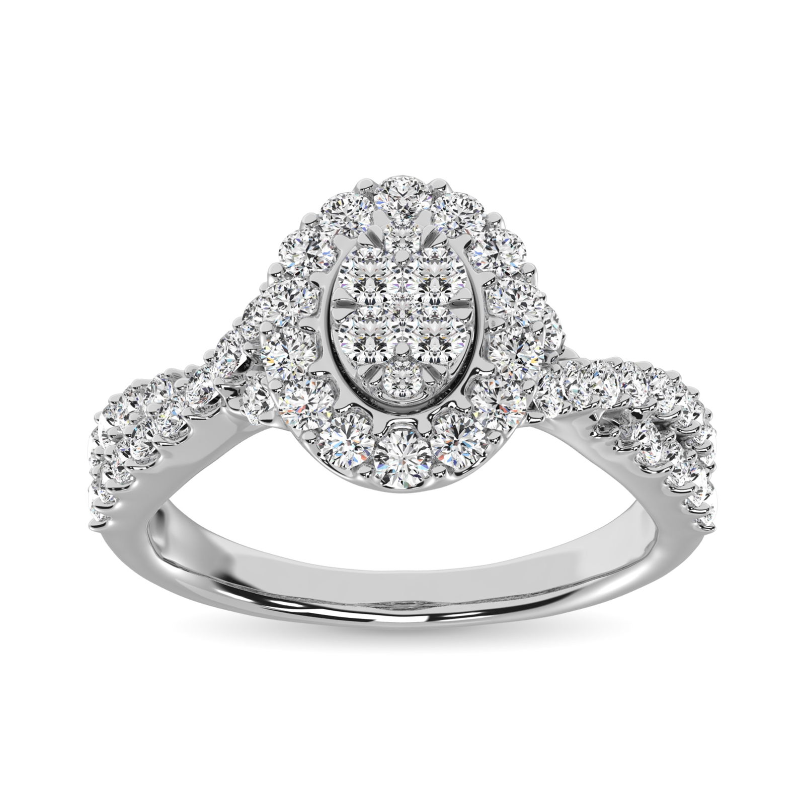 Diamond 1 Ct.Tw. Oval Shape Engagement Ring in 10K White Gold (1 of 4)
