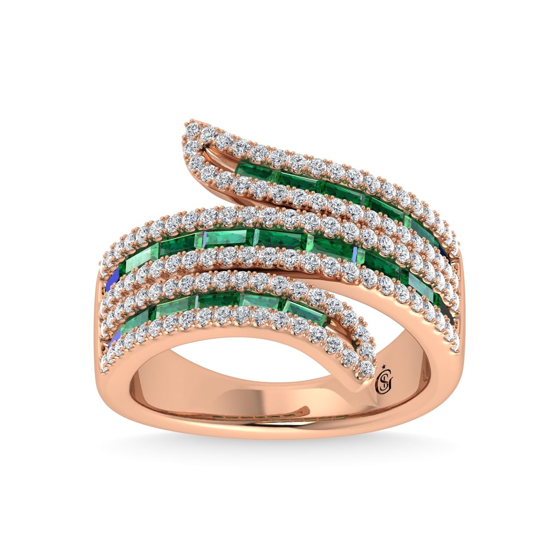 14K Rose Gold Diamond and Emerald 1 3/4 Ct.Tw. Fashion Ring (1 of 4)