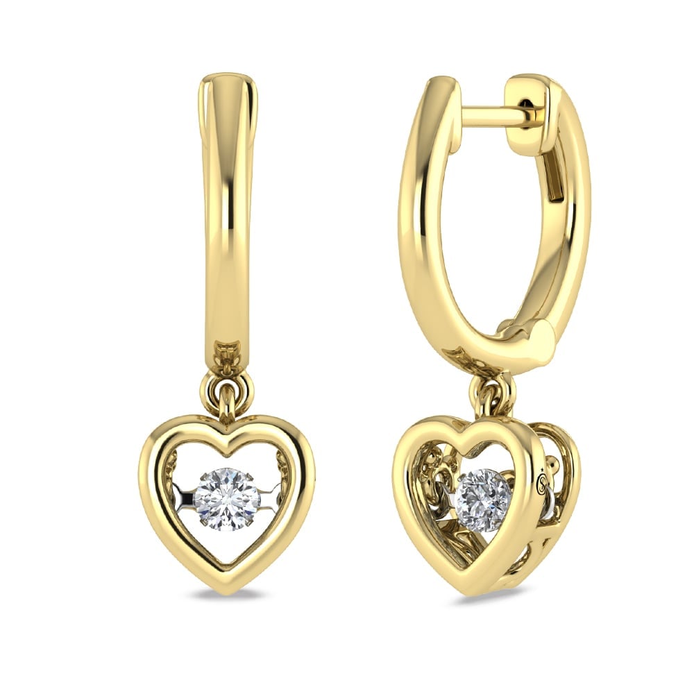 10K Yellow Gold Lab Grown Diamond 1/6 Ct.Tw. Heart Shape Plain Halo Earrings: 10K Yellow Gold Lab Grown Diamond 1/6 Ct.Tw. Heart Shape Plain Halo Earrings Warm 10K yellow gold heart halo earrings featuring lab-grown diamonds totaling 1/6 Ct.Tw.. 10k Yellow Gold Stone Color: