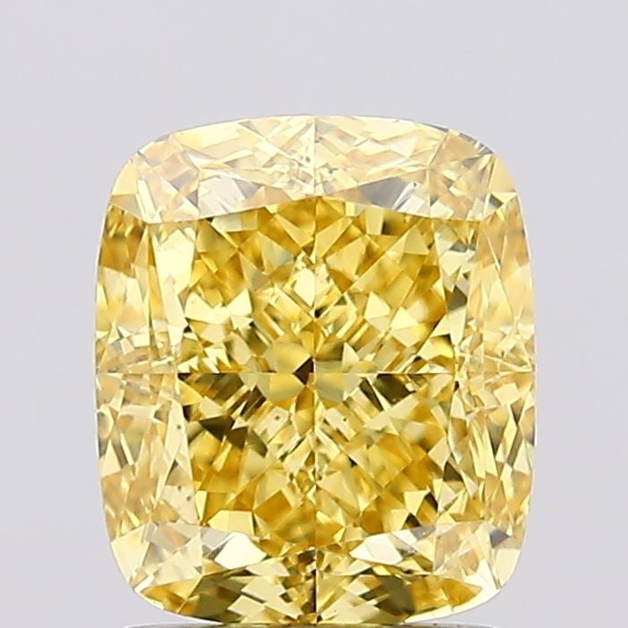 Loose Diamond - CUSHION MODIFIED 1.8ct Fancy Vivid Yellow VS1: Loose Diamond - CUSHION MODIFIED 1.8ct Fancy Vivid Yellow VS1 Source: This is a real non-mined Diamond that has been grown in a lab Shape: CUSHION MODIFIED Carats: 1.8 Color: Fancy Vivid Yellow