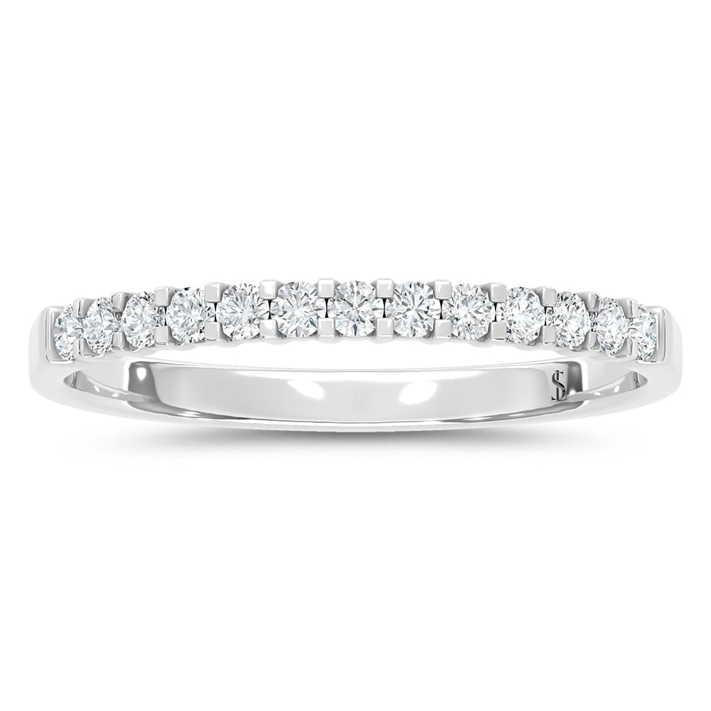 14K White Gold Lab Grown Diamond 1/2 Ct.Tw. Ladies Machine Band: 14K White Gold Lab Grown Diamond 1/2 Ct.Tw. Ladies Machine Band Indulge in the elegance of this 14K White Gold Ladies Machine Band, featuring 1/2 Ct.Tw. of radiant lab-grown diamonds. The sleek white