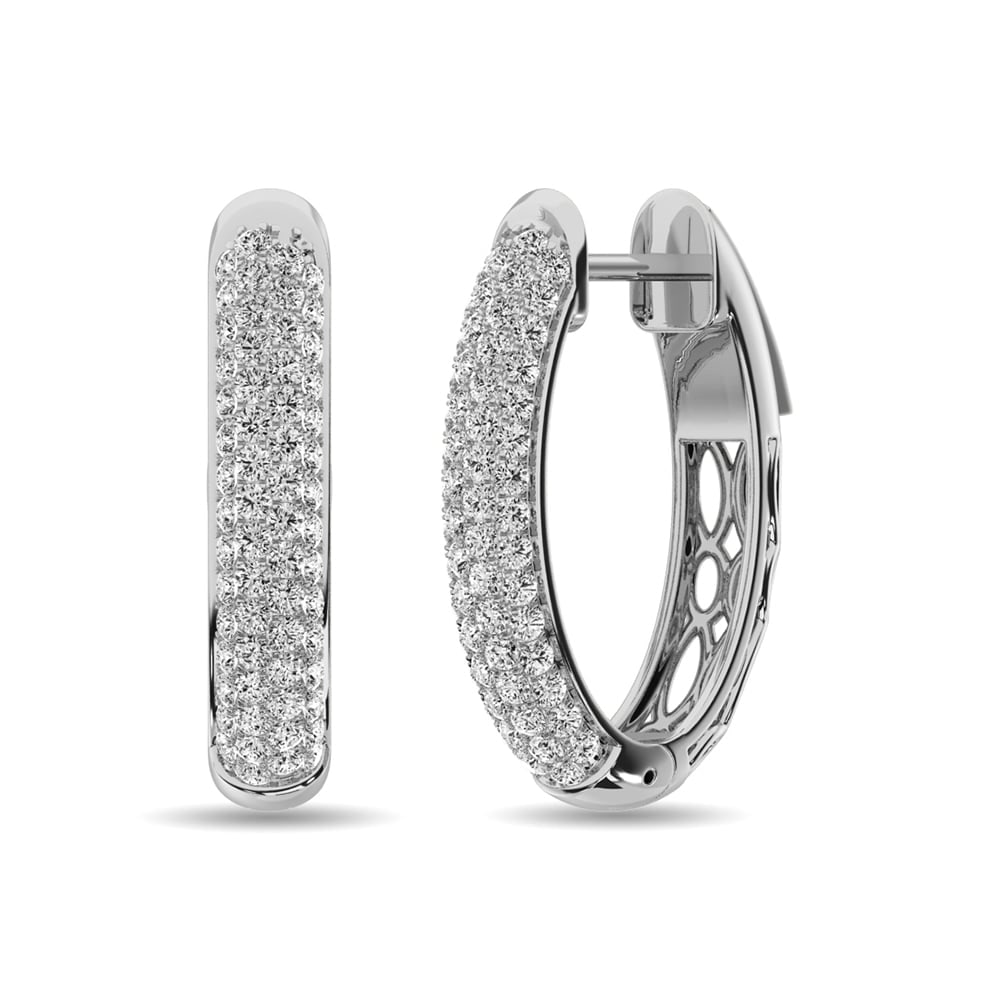 Diamond 1 Ct.tw Hoop Earrings in 14K White Gold: Diamond 1 Ct.tw Hoop Earrings in 14K White Gold Diamond 1 Ct.Tw. Hoop Earrings in 14K White Gold 14k White Gold Stone Color: G-h Stone Clarity: I1 This item may take 2-5 weeks for shipping. The Diamon